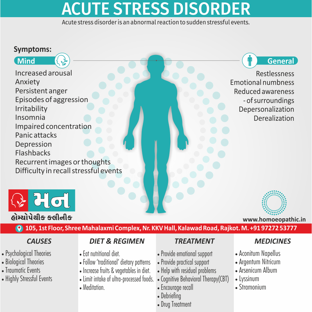 Acute Stress Disorder Definition Symptoms Cause Diet Regimen Homeopathic Medicine Homeopath Treatment In Rajkot India