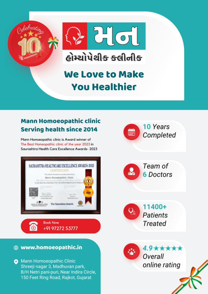 Celebrating 10th Anniversary of Mann Homeopathic Clinic Rajkot and 26 January 2024 Republic Day of India