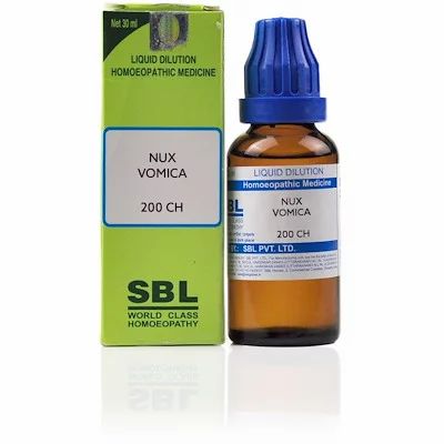 Nux Vomica 200CH 30ml Best Homeopathic Medicine For Anger, Irritation Constipation Nausea Vomiting Colic Joint Pains SBL