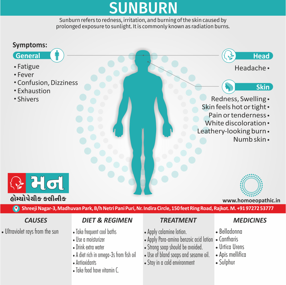Sunburn Definition Symptoms Cause Diet Homeopathic Medicine Treatment Homeopathy Doctor Clinic in Rajkot Gujarat India