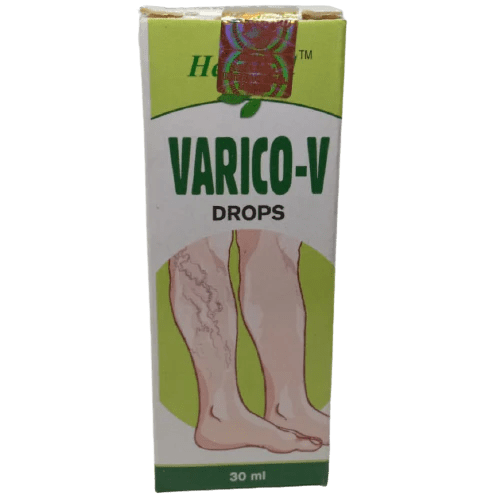 Varico-V Drops Healwell Homeopathic Medicine Use For Varicose vein Swelling of leg Venous congestion and lowers bluish black discoloration of skin. Varicose ulcers and itching of varicose vein Dose